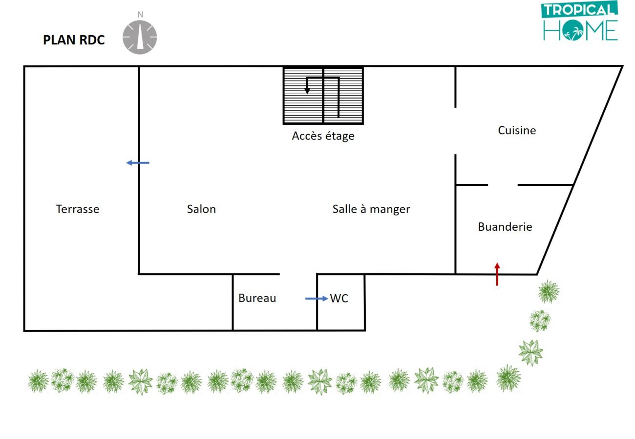 Plan du RDC de la villa des Palmiers