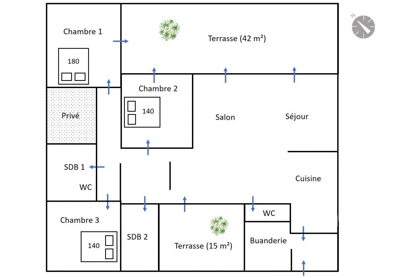 plan de Tropical Home pour location de vacances île de la Réunion