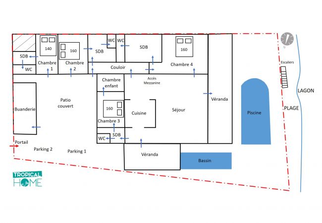 plan de votre location de villa de vacances par tropical home