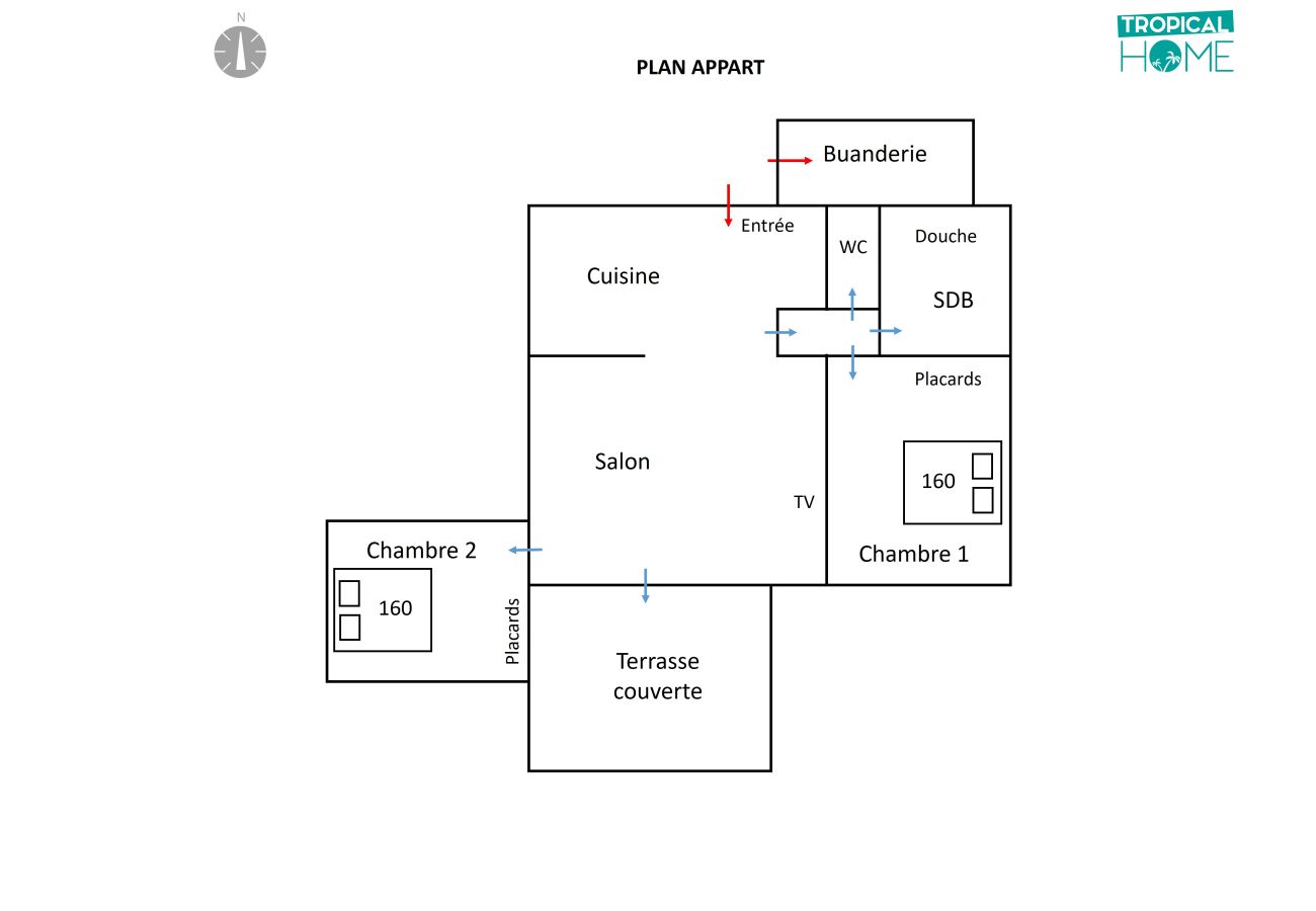 Plan appartement – Location vacances Ermitage Réunion