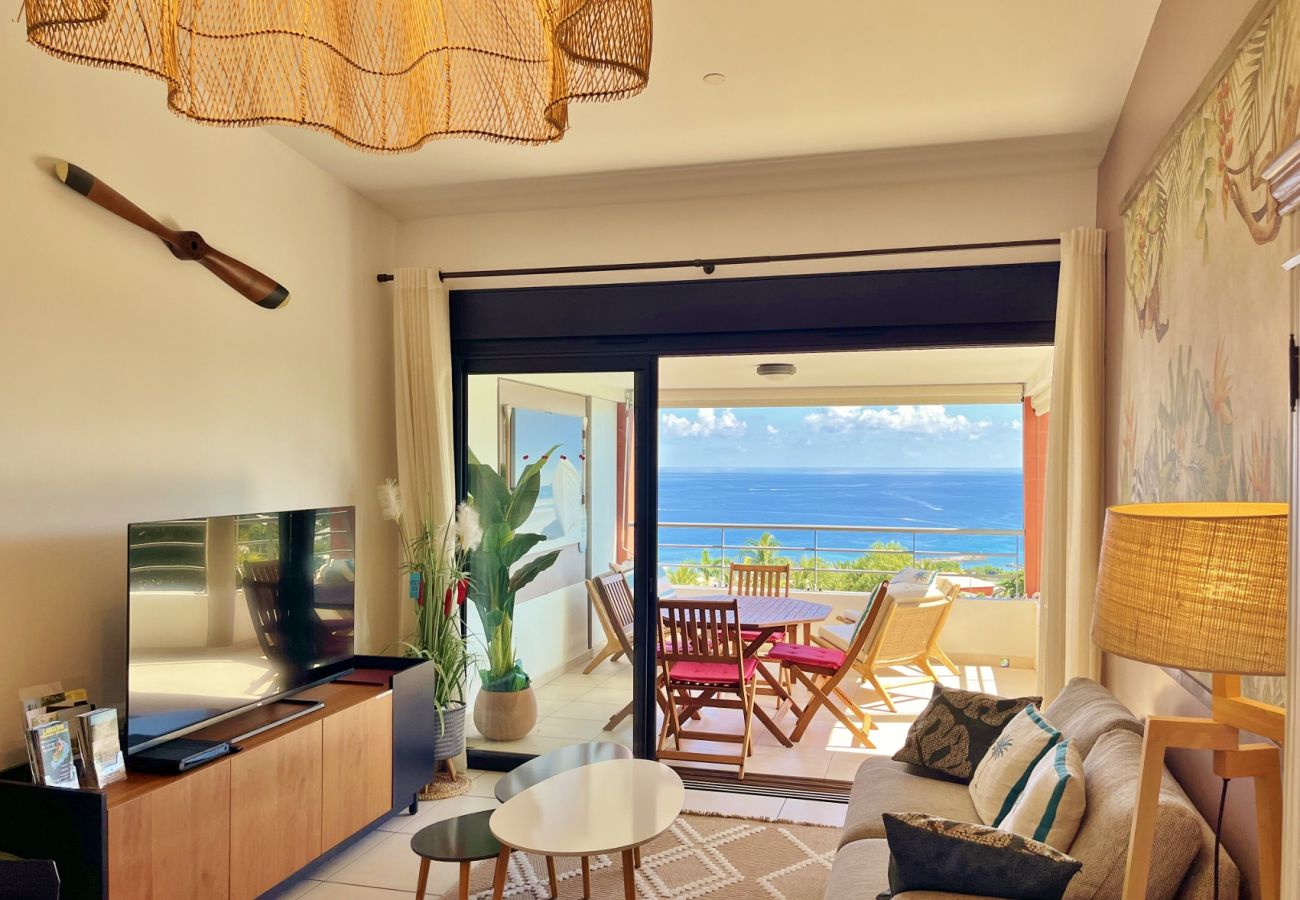Salon avec TV appartement Saint-Gilles La Réunion 974