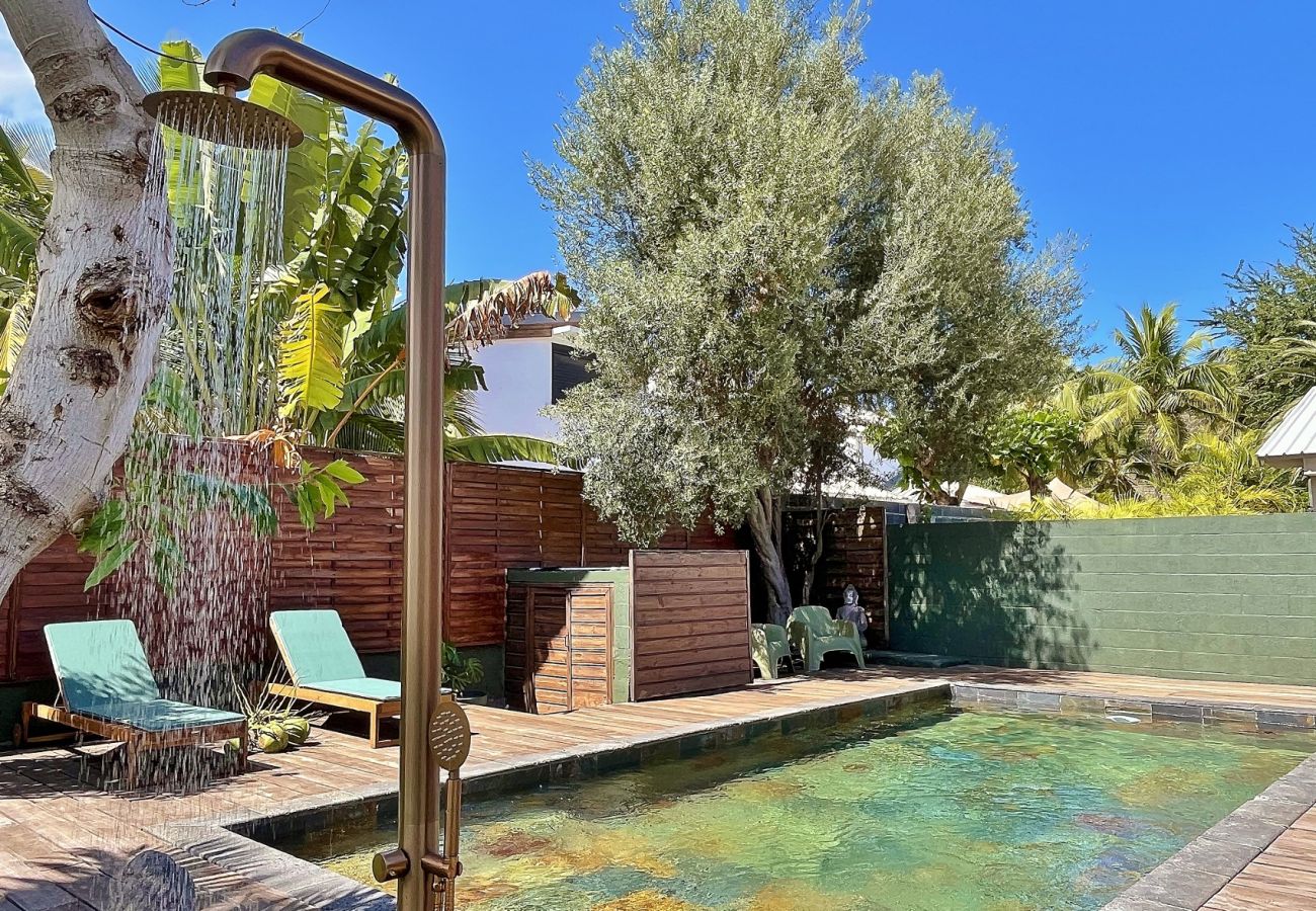 Piscine privée avec transats et jardin tropical Villa des Parfums La Réunion